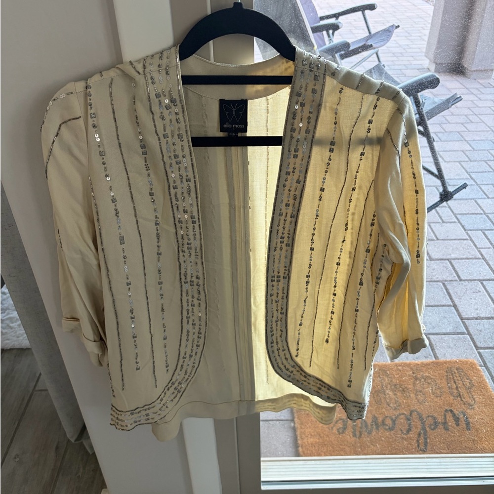 Ella Moss Ivory Sequin Cardigan